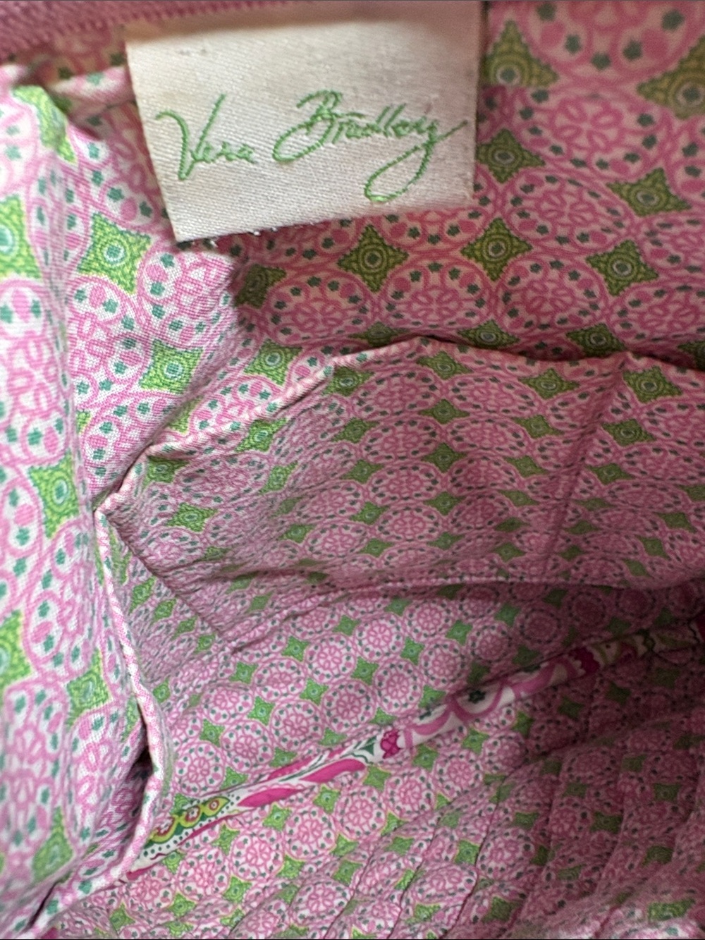 Vera Bradley Pink, Green and White Quilted Crossbody Bag - Picture 4 of 4